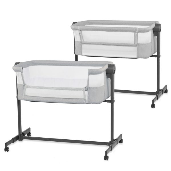 Kinderkraft Neste Up² Állítható Magasságú Babaágy Light Grey - Poloházható Melléhelyezhető Kiságy Újszülötteknek, Lélegző Hálófallal és Kényelmes Matracal
