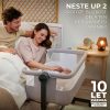 Kinderkraft Neste Up² Állítható Magasságú Babaágy Light Grey - Poloházható Melléhelyezhető Kiságy Újszülötteknek, Lélegző Hálófallal és Kényelmes Matracal