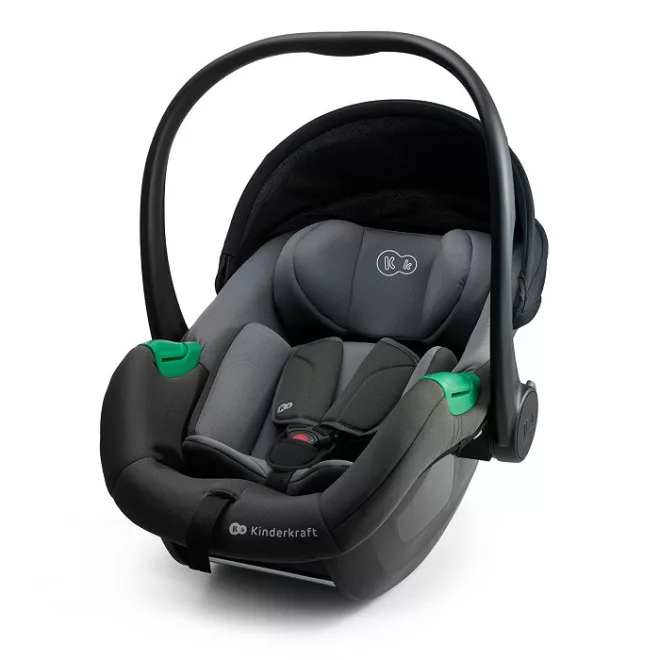 Kinderkraft Mink Pro 2 i-Size Babahordozó Autósülés 0-13kg, Szürke - Újszülötteknek, Biztonságos Oldalvédelemmel és Puha, Ergonomikus Betéttel