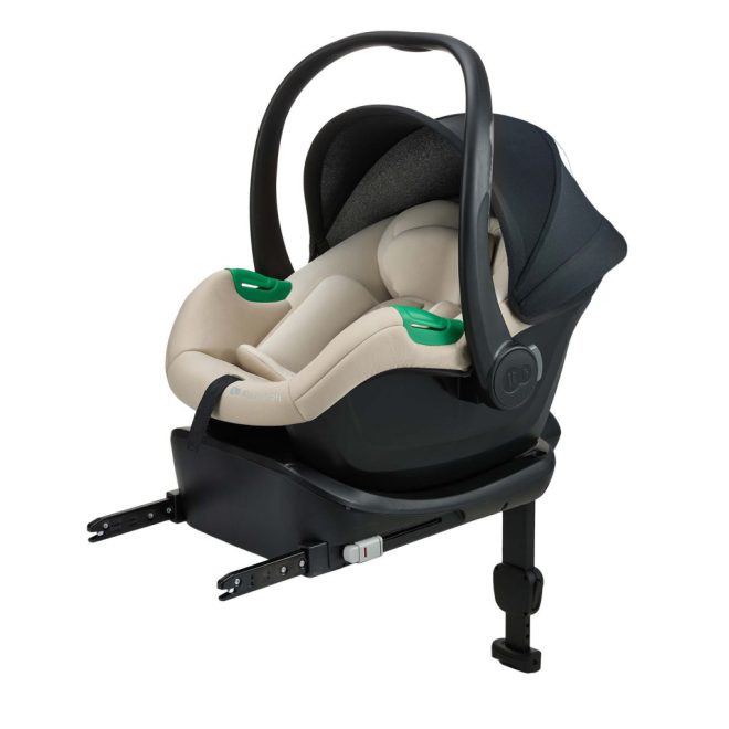 Kinderkraft Mink Pro 2 i-Size Babahordozó Autósülés és Mink Fx 2 Bázistalp Szett 0-13kg, Bézs - Teljes Utazórendszer Újszülötteknek, Maximális Biztonság és Kényelmes Rögzítés