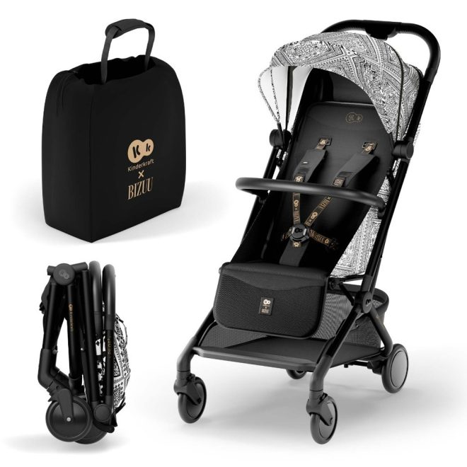 Kinderkraft Pilot 2 Sport Babakocsi Lunar Black by BIZUU - Könnyű és Kompakt Összecsukható Babakocsi 6 Hónapostól, Prémium Kivitel Elegáns Fekete Dizájnnal