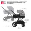 Kinderkraft Nea 2 az 1-ben Kombinált Multifunkciós Babakocsi Lunar Black by BIZUU - Mózeskosárból Sportüléssé Alakítható, Prémium Kivitel Könnyű Alumínium Vázzal