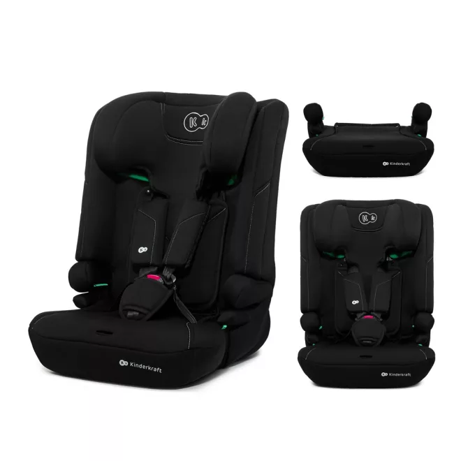 Kinderkraft I-Comfy i-Size Autósülés 76-150 cm Fekete - Biztonságos Gyerekülés Hosszú Használatra, Állítható Fejtámlával
