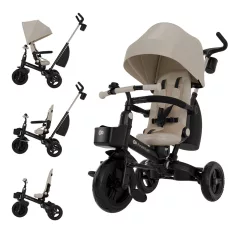   Kinderkraft AVEO 2 PLUS Beige Háromkerekű Tricikli 6in1 9 Hónapos Kortól, CLICK&TWIST 360° Forgatható Üléssel