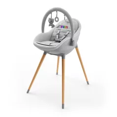   Kinderkraft Fini Up 2 az 1-ben Szürke Etetőszék és Hintaszék - Hosszabb Távú Használathoz és Kényelemhez