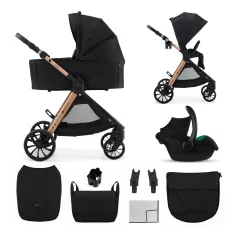   Kinderkraft VESTO 2 Black Kombinált Babakocsi 3in1 MINK PRO 2 Autósüléssel, Újszülött Kortól 22kg-ig