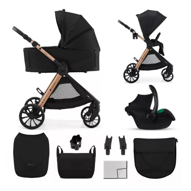 Kinderkraft VESTO 2 Black Kombinált Babakocsi 3in1 MINK PRO 2 Autósüléssel, Újszülött Kortól 22kg-ig