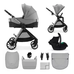   Kinderkraft VESTO 2 Grey Kombinált Babakocsi 3in1 MINK PRO 2 Autósüléssel, Újszülött Kortól 22kg-ig