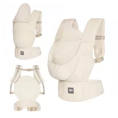   Kinderkraft ELARA Beige Ergonomikus Babahordozó 3 Hónapos Kortól 20kg-ig, Légáteresztő Len-Pamut Kivitel