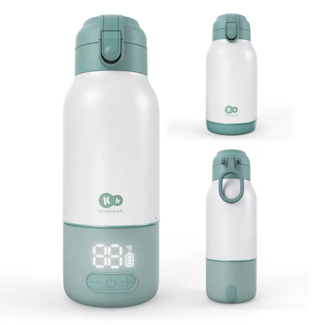 Kinderkraft Gaja Green Utazó Tejmelegítő és Termosz 2 az 1-ben - Hordozható Megoldás Babás Utazásokhoz