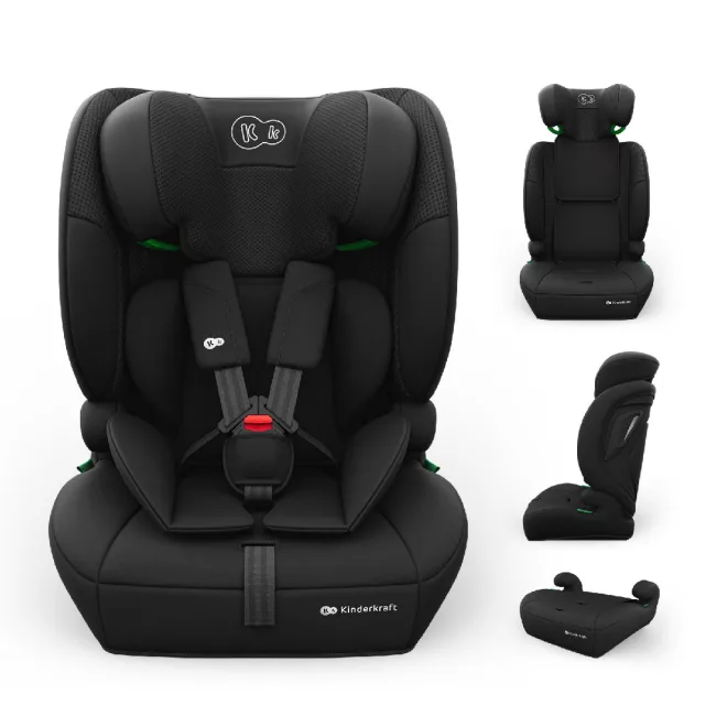 Kinderkraft COMFORT UP 2 PLUS i-Size Autósülés 76-150cm Black, 3in1, H-GUARD Fejtámlával és SPS+ Oldalvédelemmel