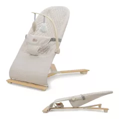 Kinderkraft Mimi Beige wood Hintázó Pihenőszék 9kg-ig – 3 Fokozatú Háttámlával, Összecsukható Kialakítással