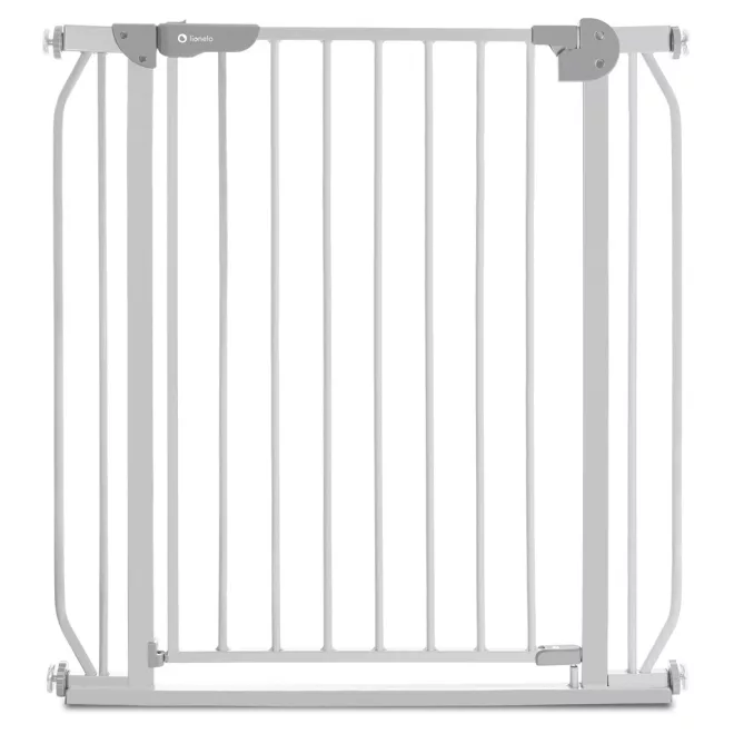 Lionelo Truus Slim Grey Biztonsági Gyermekrács 75–105cm – Egykezes Nyitással, Alacsony Küszöbbel és 2x10cm Toldóval