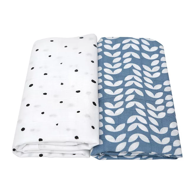 Motherhood Prémium Muszlin Takaró és Pólya 2db Kék Classics 100x120cm - Biztonságos Pólyázáshoz és Nyugodt Pihenéshez