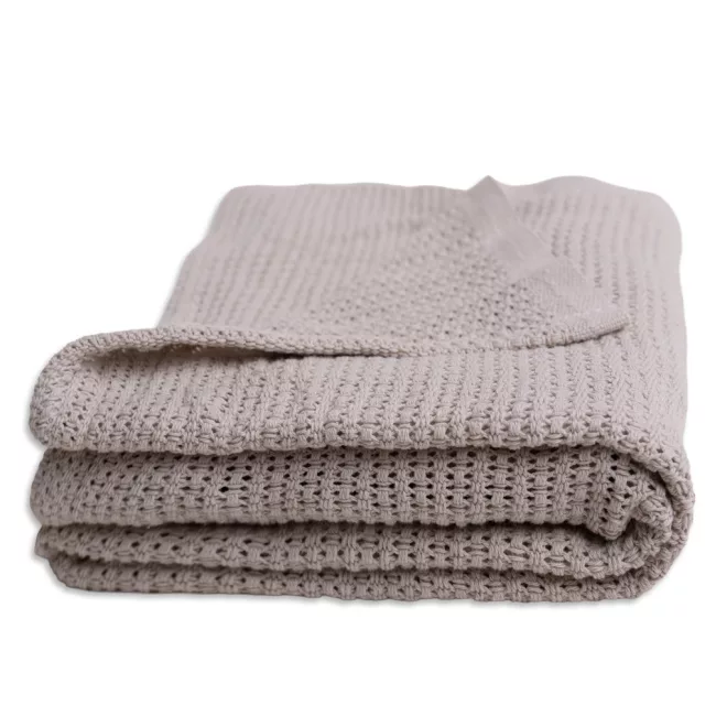 BabyMatex Lili Krém Kötött Pamut Babatakaró 75x100cm, Puha Légáteresztő Kivitel