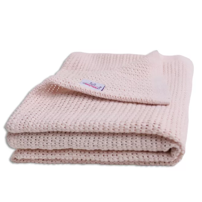 BabyMatex Lili Púderrózsaszín Kötött Pamut Babatakaró 75x100cm, Puha Légáteresztő Kivitel