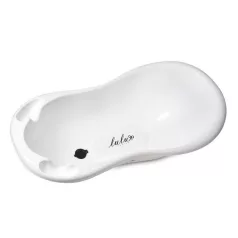   Maltex Babakád Lulu 100cm Leeresztő Dugóval - Fehér, Ergonomikus és Csúszásmentes Baba Kád Újszülöttkortól 3 Éves Korig