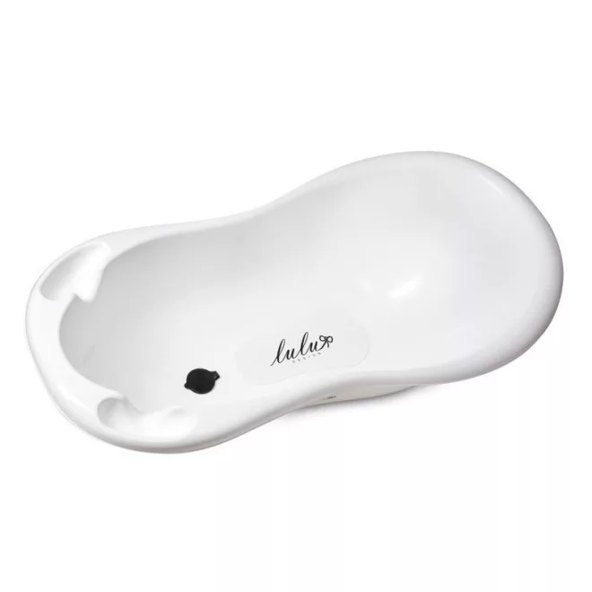 Maltex Babakád Lulu 100cm Leeresztő Dugóval - Fehér, Ergonomikus és Csúszásmentes Baba Kád Újszülöttkortól 3 Éves Korig