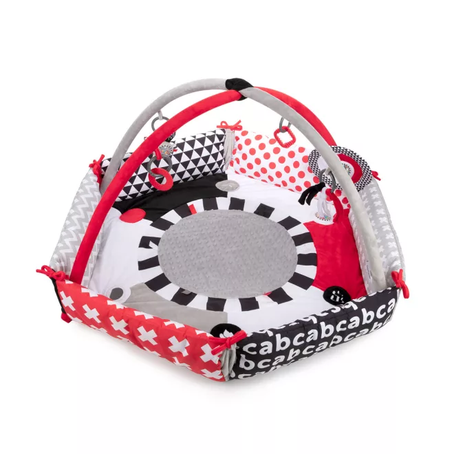 Canpol Babies Babies SENSORY Kontrasztos Játékszőnyeg - Fejlesztő Babamatrac Fekete-Fehér Mintákkal és Aktivitásokkal