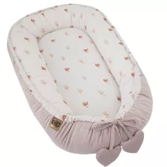   EKO Beige Meadow Pamut Velvet Babafészek 90x60cm - Puha, Kétoldalú Komfort Nyugodt Pihenéshez