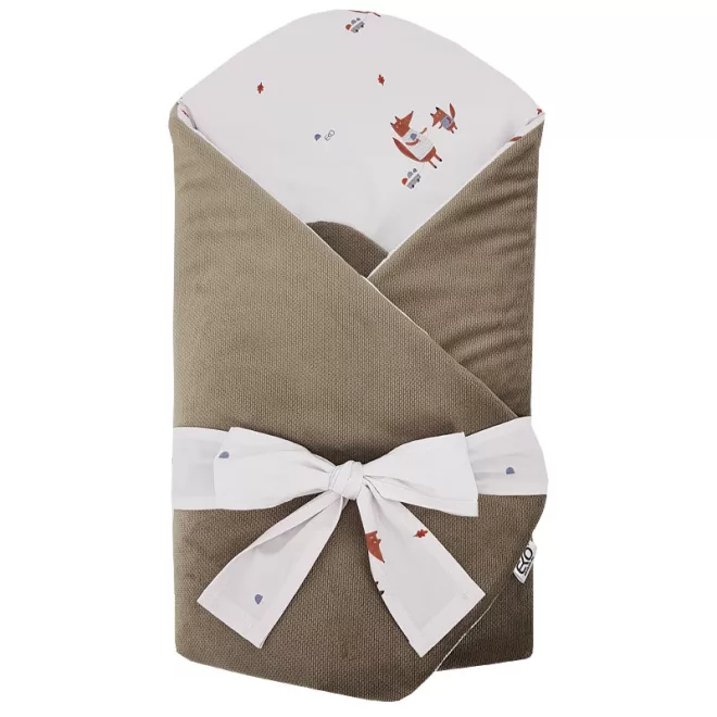 EKO Bebújós Takaró Pamutból Velúrral és Kókusz Betéttel Fox Masni 75x75cm - Biztonságos Pólyázáshoz és Nyugodt Pihenéshez