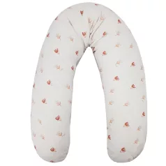   EKO Szoptatós Párna Velvet Beige Meadow 180cm - Ergonomikus Támasz Szoptatáshoz és Pihenéshez, Puha Bársonyos Tapintás