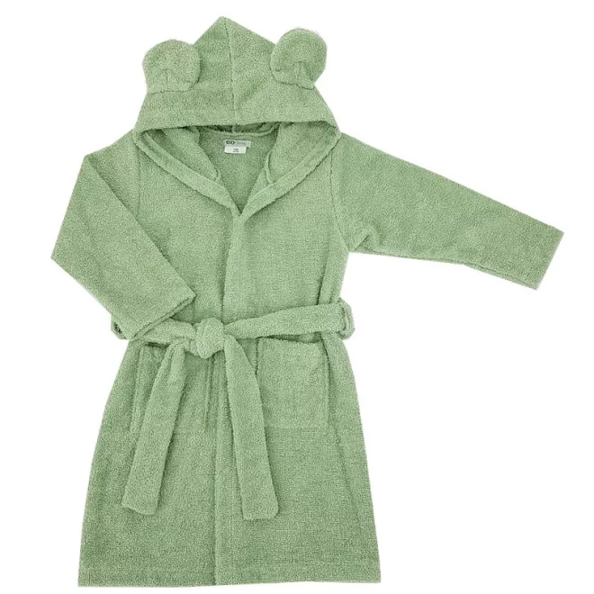 EKO Pamut Köntös Kapucnival és Fülekkel Olive Green L (92-98) - Puha, Kényelmes Fürdés Utáni Köntös Gyerekeknek, Gyors Száradás