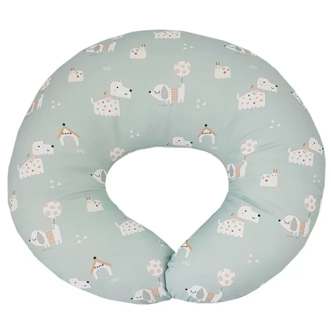 EKO Kisméretű Velvet Szoptatós Párna Dogs Mint 60x60cm - Puha és Ergonomikus Támasztópárna Szoptatáshoz, Kényelmes Pihenéshez