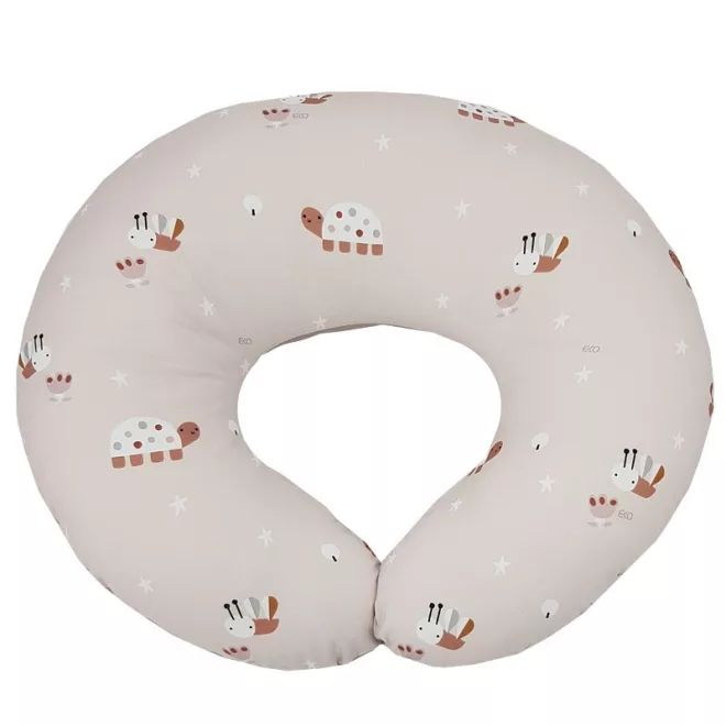 EKO Kisméretű Velvet Szoptatós Párna Bees Beige 60x60cm - Puha és Ergonomikus Támasztópárna Szoptatáshoz, Kényelmes Pihenéshez