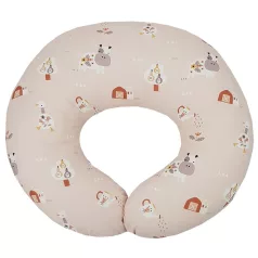   EKO Kisméretű Velvet Szoptatós Párna My Farm Powder Pink 60x60cm - Puha és Ergonomikus Támasztópárna Szoptatáshoz, Kényelmes Pihenéshez