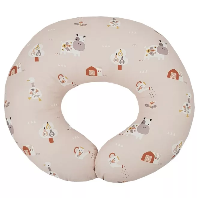 EKO Kisméretű Velvet Szoptatós Párna My Farm Powder Pink 60x60cm - Puha és Ergonomikus Támasztópárna Szoptatáshoz, Kényelmes Pihenéshez