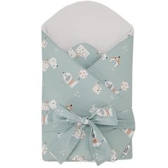   EKO Bebújós Takaró Pamutból Kivehető Kókusz Betéttel és Masnival Dogs Mint 75x75cm - Biztonságos Pólyázáshoz és Nyugodt Pihenéshez