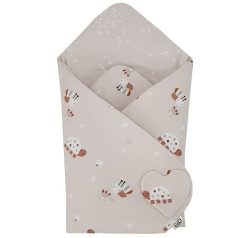   EKO Pólya Pamut Kétoldalas Bees Stars Bézs 75x75cm - Biztonságos Pólyázáshoz és Nyugodt Pihenéshez