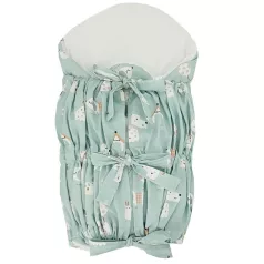   EKO Bebújós Takaró Fűzős Kivehető Kókusz Betéttel Dogs Mint 75x75cm - Biztonságos Pólyázáshoz és Nyugodt Pihenéshez