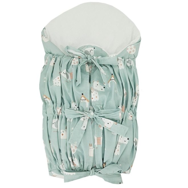 EKO Bebújós Takaró Fűzős Kivehető Kókusz Betéttel Dogs Mint 75x75cm - Biztonságos Pólyázáshoz és Nyugodt Pihenéshez