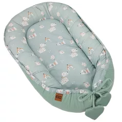   EKO Velvet Dogs Mint Babafészek 90x60cm - Puha, Kutyás Mintás Pihenőfészek Babáknak
