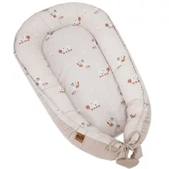   EKO Velvet Bees Beige Babafészek 90x60cm - Puha, Méhecskés Pihenőfészek Kisbabáknak