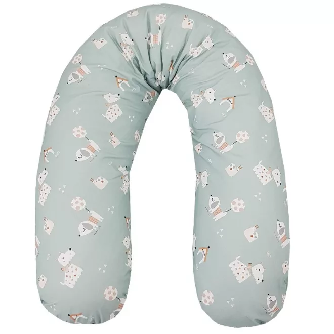 EKO Szoptatós Párna Dogs Mint 180cm - Ergonomikus Támasztópárna Szoptatáshoz és Pihenéshez, Kényelmes Kialakítással