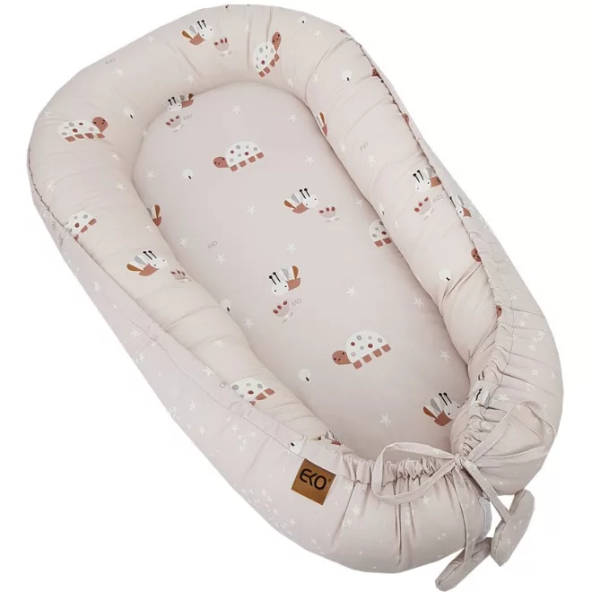 EKO Bees Stars Beige Kétoldalas Pamut Babafészek 90x60cm - Puha, Megfordítható Komfort Babáknak
