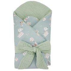   EKO Muszlin Pólya Kivehető Kókusz Betéttel Dogs Muszlin Mint 75x75cm - Biztonságos Pólyázáshoz és Nyugodt Pihenéshez