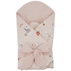   EKO Muszlin Pólya Kivehető Kókusz Betéttel My Farm Muszlin Púderrózsaszín 75x75cm - Biztonságos Pólyázáshoz és Nyugodt Pihenéshez