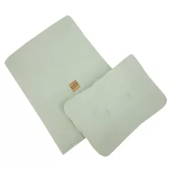   EKO Mentol 2 Részes Muszlin Babaágynemű Szett 30x40cm és 75x100cm - Puha, Légáteresztő Kiságy Textil