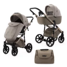   Adamex Nola Natura Cappuccino Kombinált Babakocsi - Prémium Kényelem, Sokoldalú Megoldás, Babával Való Mindennapokra