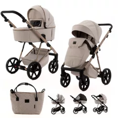   Adamex Delta Natura Vanilla Kombinált Babakocsi - Prémium Kényelem, Sokoldalú Megoldás, Babával Való Mindennapokra