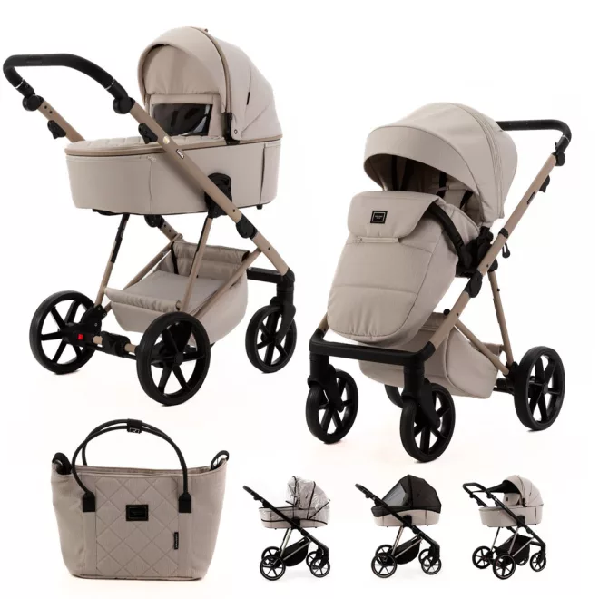 Adamex Delta Natura Vanilla Kombinált Babakocsi - Prémium Kényelem, Sokoldalú Megoldás, Babával Való Mindennapokra