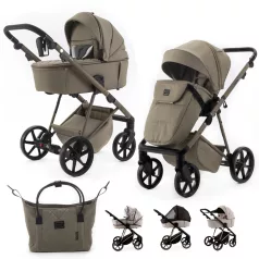   Adamex Delta Natura Taupe Kombinált Babakocsi - Prémium Kényelem, Sokoldalú Megoldás, Babával Való Mindennapokra