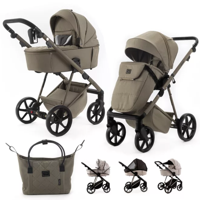 Adamex Delta Natura Taupe Kombinált Babakocsi - Prémium Kényelem, Sokoldalú Megoldás, Babával Való Mindennapokra