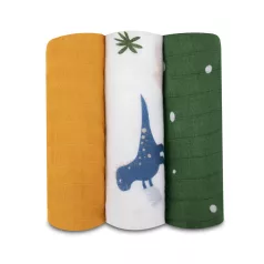   Lionelo Bambusz Pelenka Bamboo Set Dino 3db - Puha Mindennapi Törődéshez és Sokoldalú Használatra