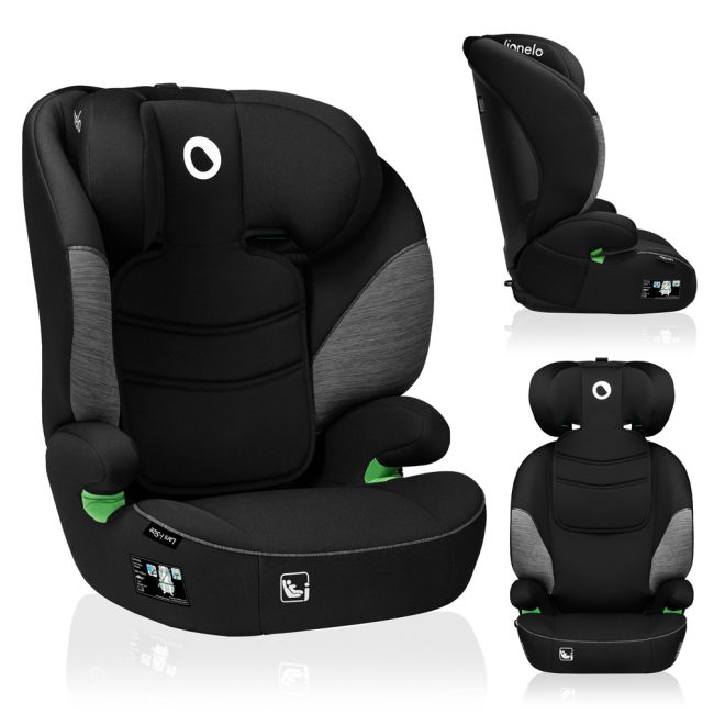 Lionelo Lars i-Size Autósülés 100-150 cm Fekete Szürke - Állítható Fejtámlás Gyerekülés, Biztonságos Utazáshoz