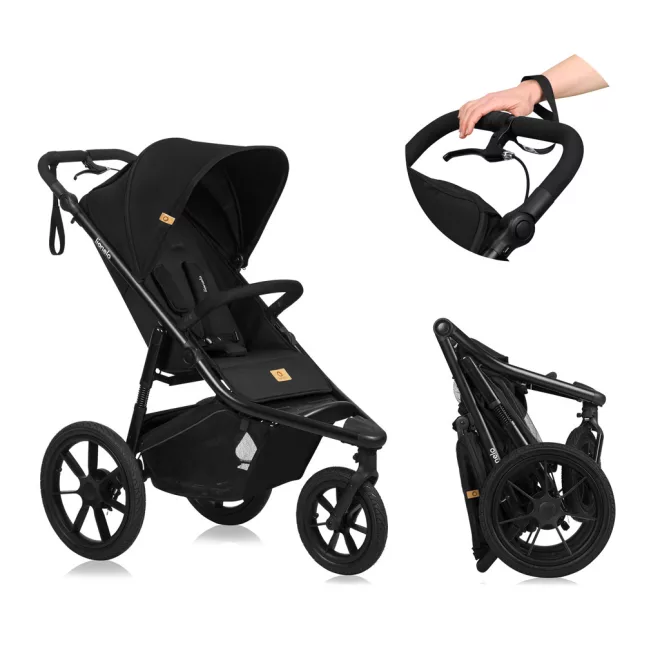 Lionelo Azura Sport Babakocsi Black Onyx - Könnyű Összecsukható Sport Babakocsi Városi Használatra